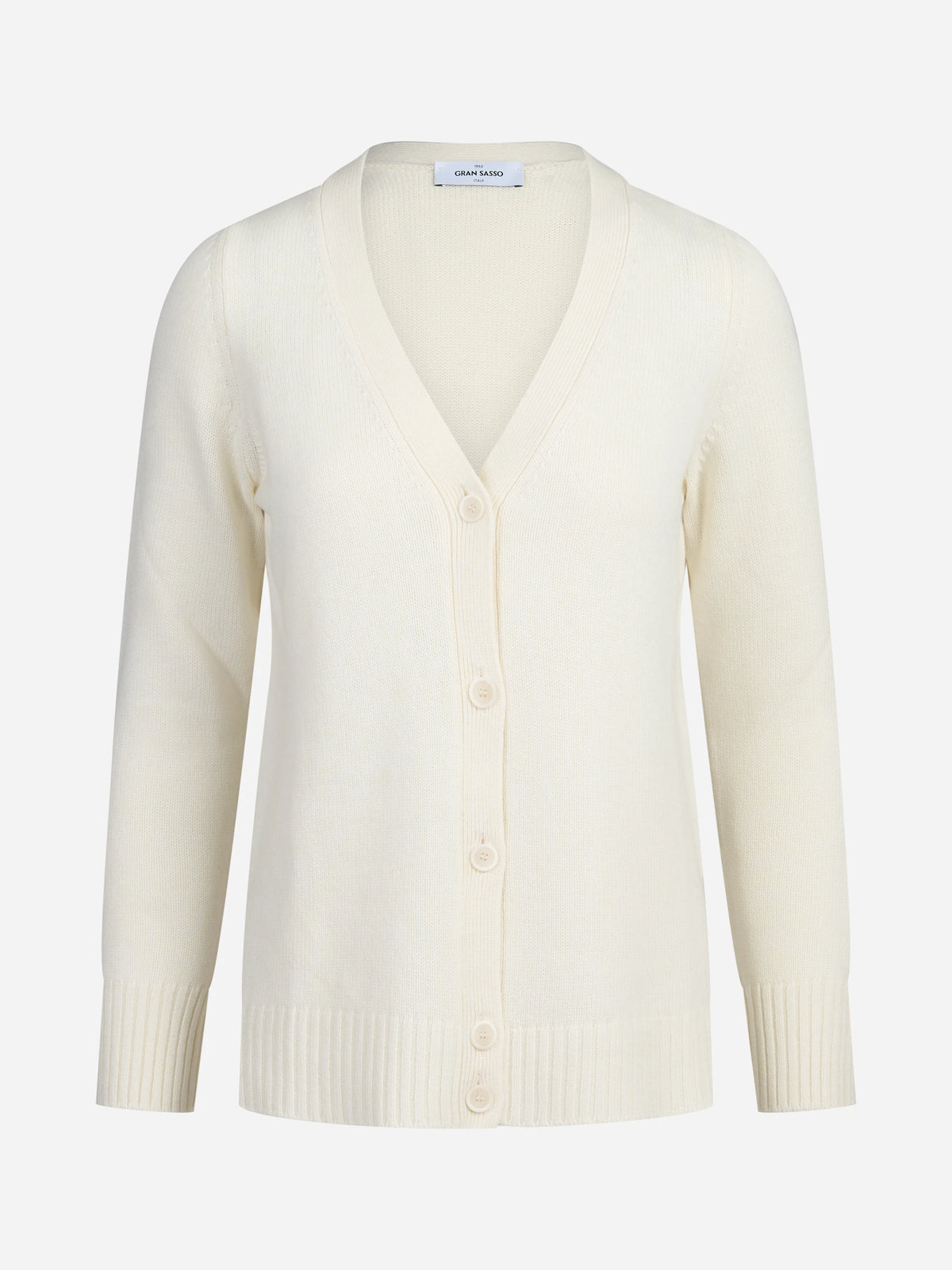 Cardigan in lana e cashmere bianco - vista frontale