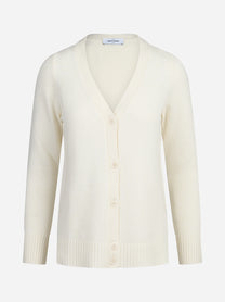 Cardigan in lana e cashmere bianco - vista frontale