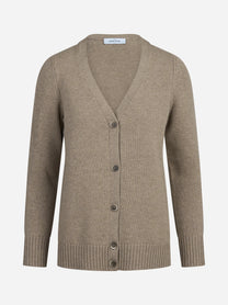 Cardigan in lana e cashmere marrone - vista frontale