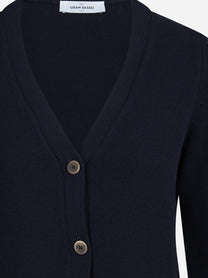 Cardigan in lana e cashmere blu - dettaglio del prodotto