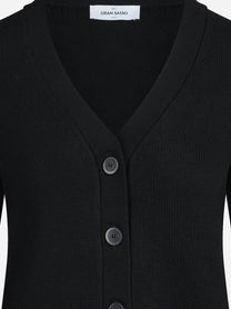 Cardigan corto in lana vergine nero - dettaglio del prodotto