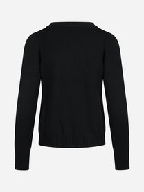 Cardigan corto in lana vergine nero - vista posteriore
