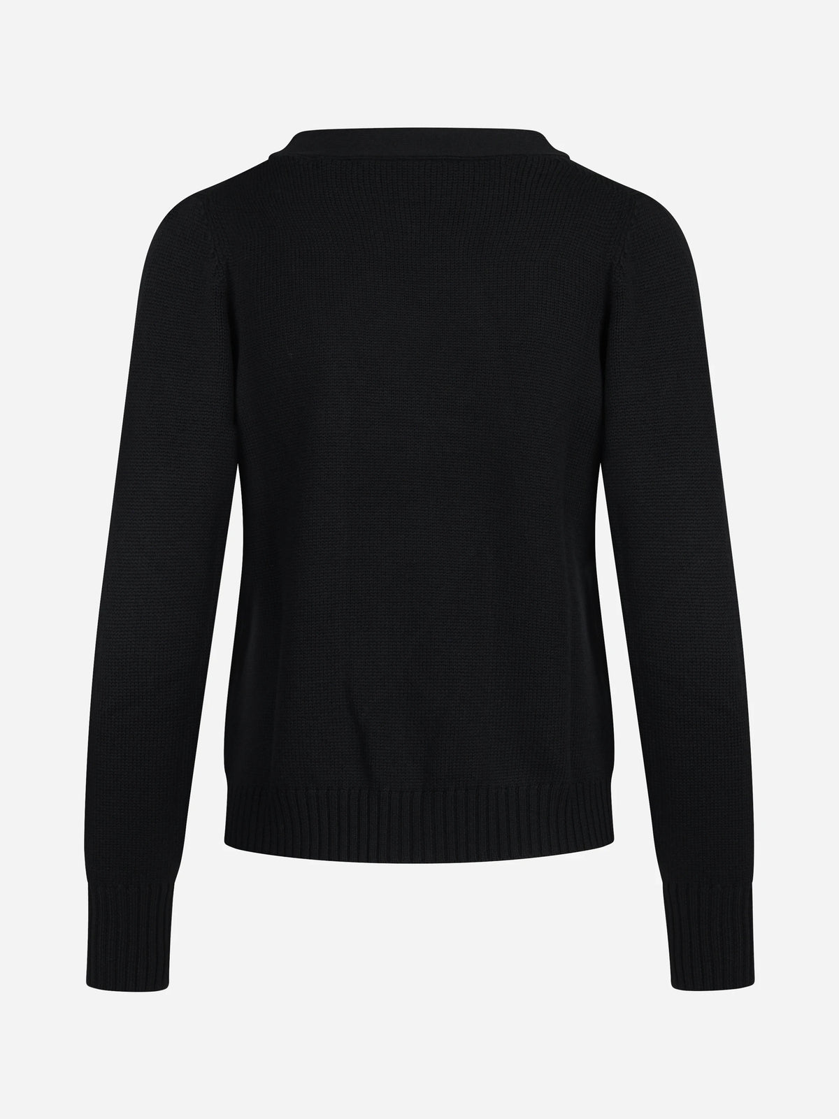Cardigan corto in lana vergine nero - vista posteriore