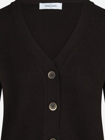 Cardigan corto in lana vergine marrone - dettaglio del prodotto