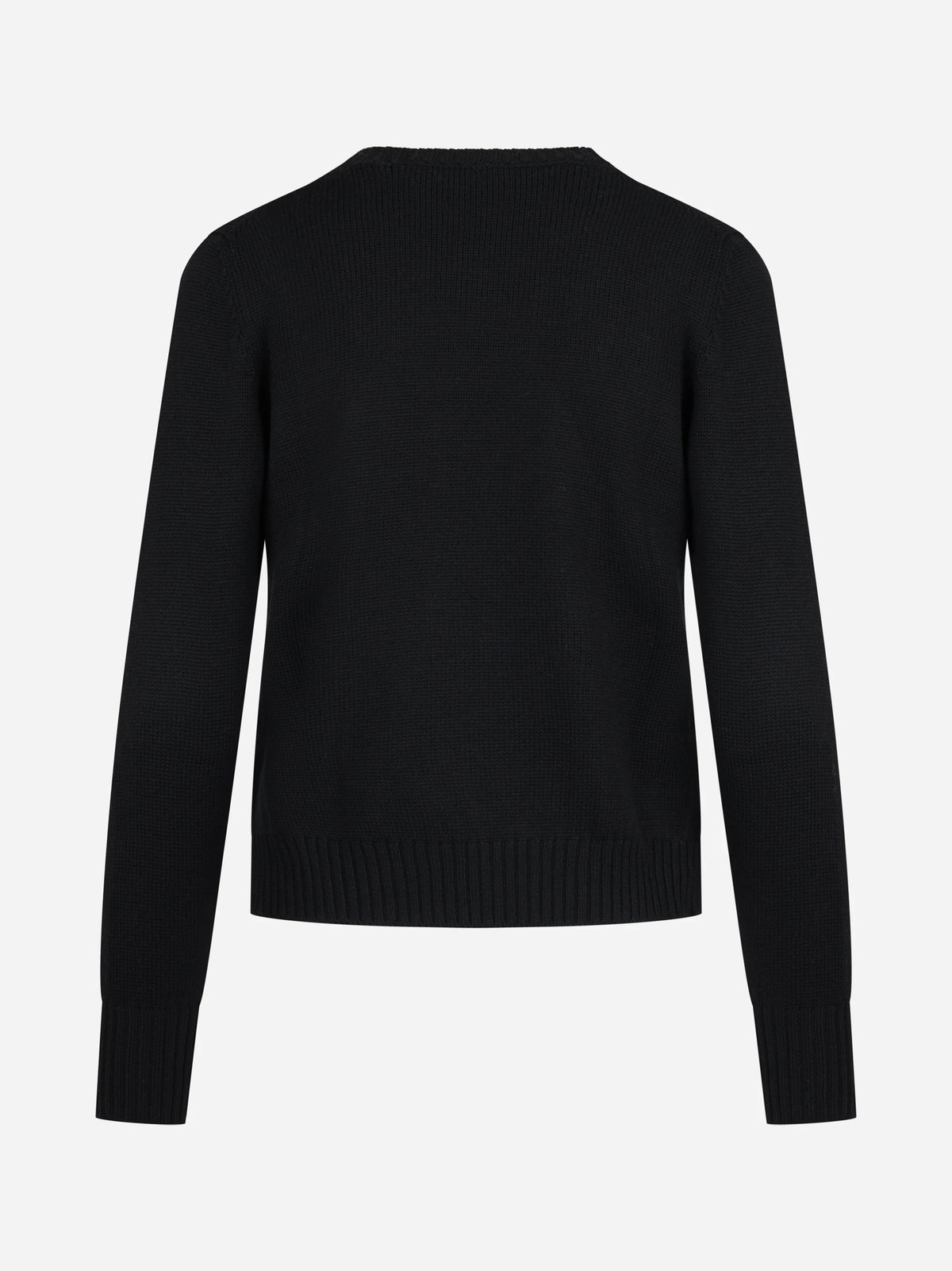 Maglia girocollo in lana vergine nero - vista posteriore