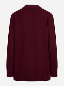 Cardigan lungo in cashmere bordeaux - vista posteriore