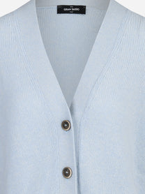Cardigan lungo con tasche celeste GRAN SASSO - dettaglio