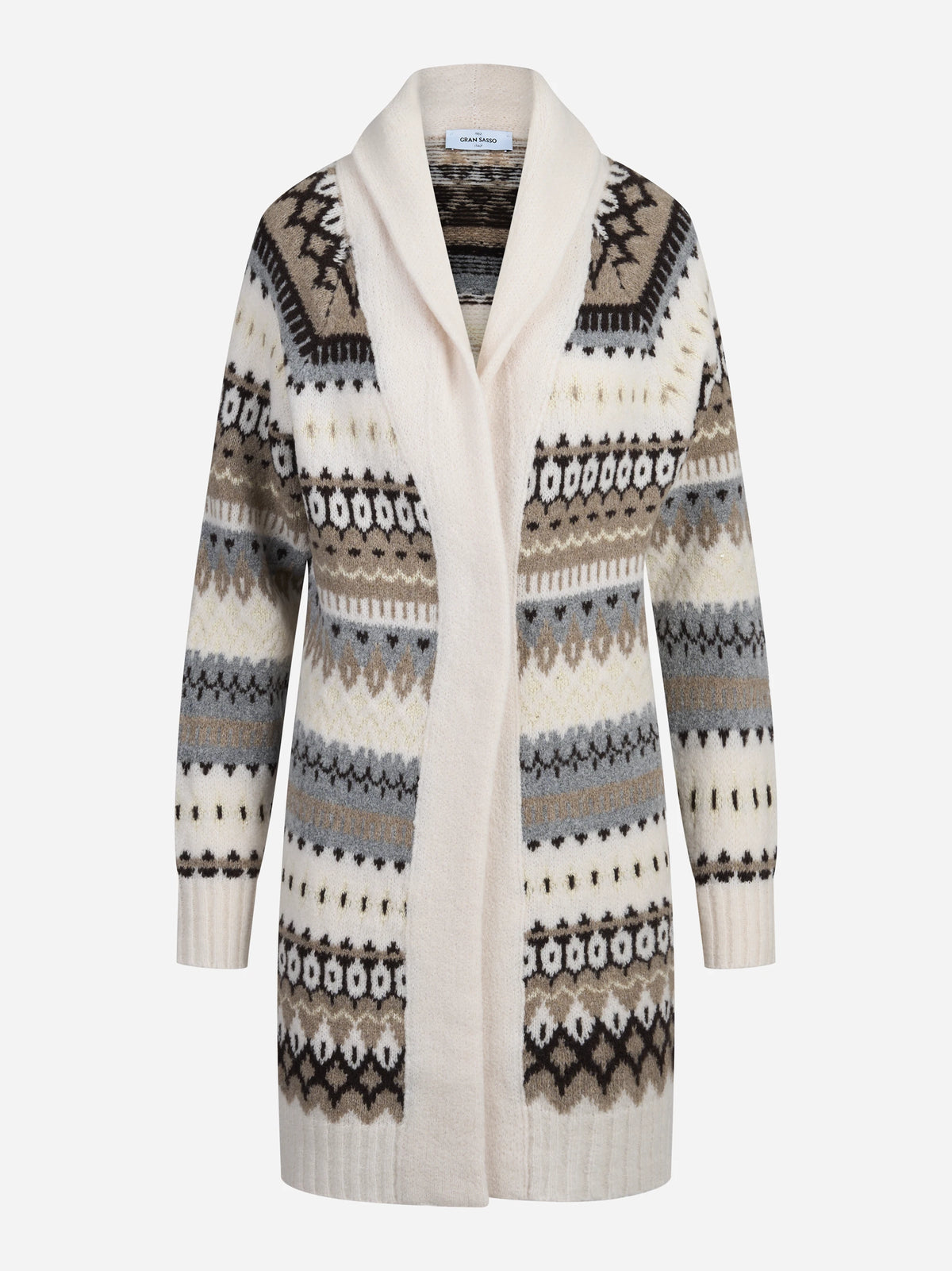 Cardigan lungo jacquard bianco - vista frontale