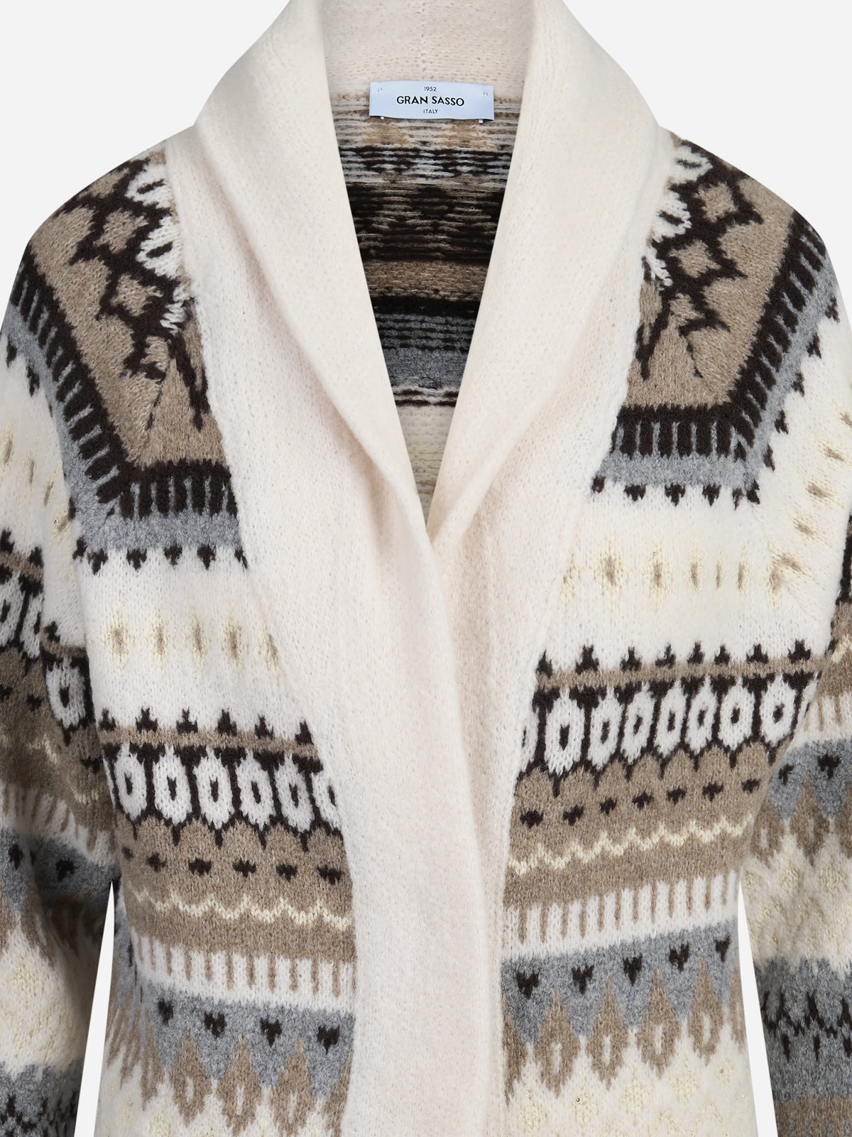 Cardigan lungo jacquard bianco - dettaglio del prodotto