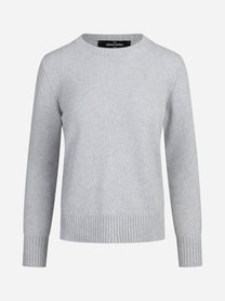 Maglia girocollo in cashmere grigio - vista frontale