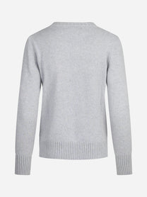 Maglia girocollo in cashmere grigio - vista posteriore