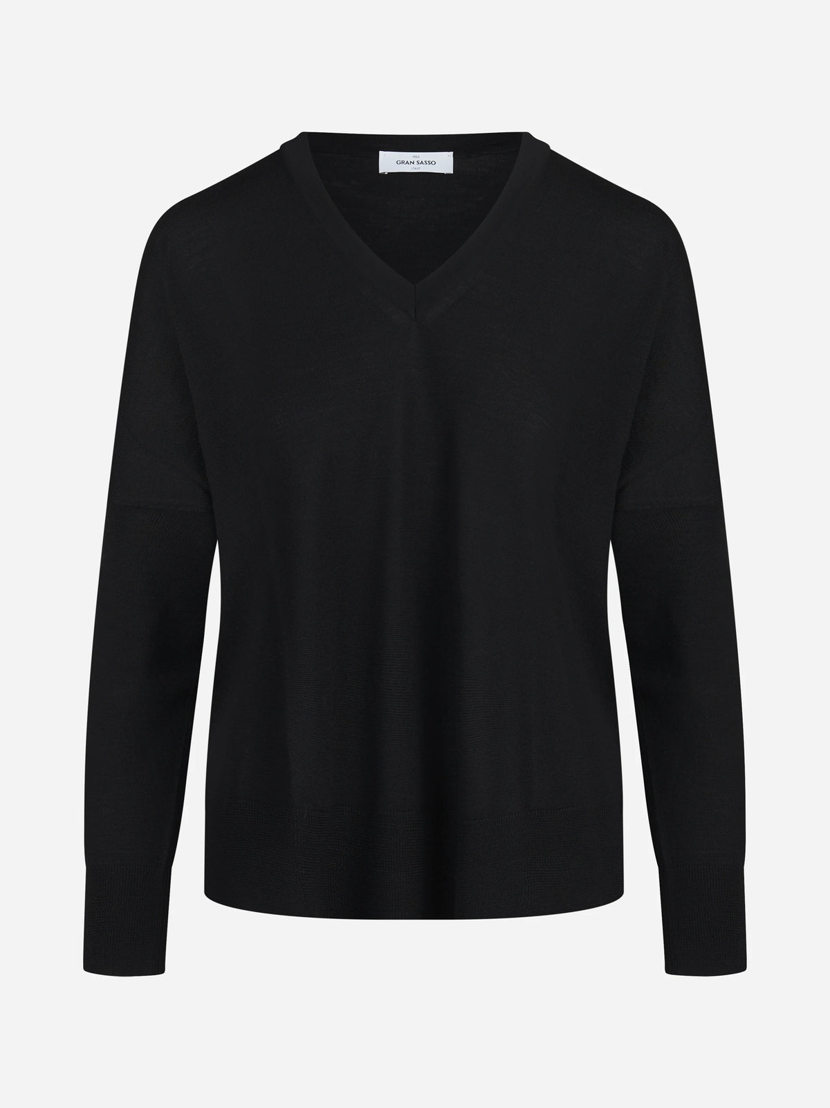 Maglia oversize con scollo a V nero - vista frontale