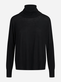 Dolcevita oversize in lana vergine nero - vista frontale