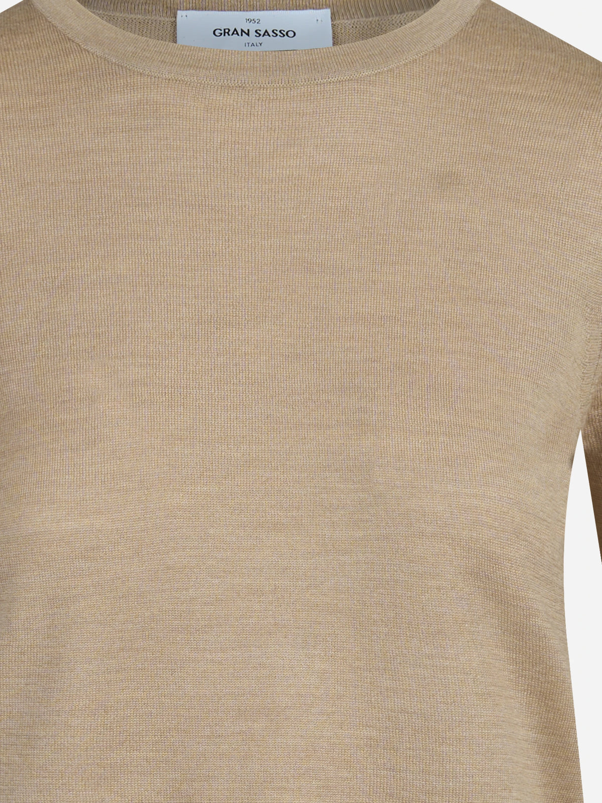 Maglia girocollo in lana e seta beige - vista posteriore