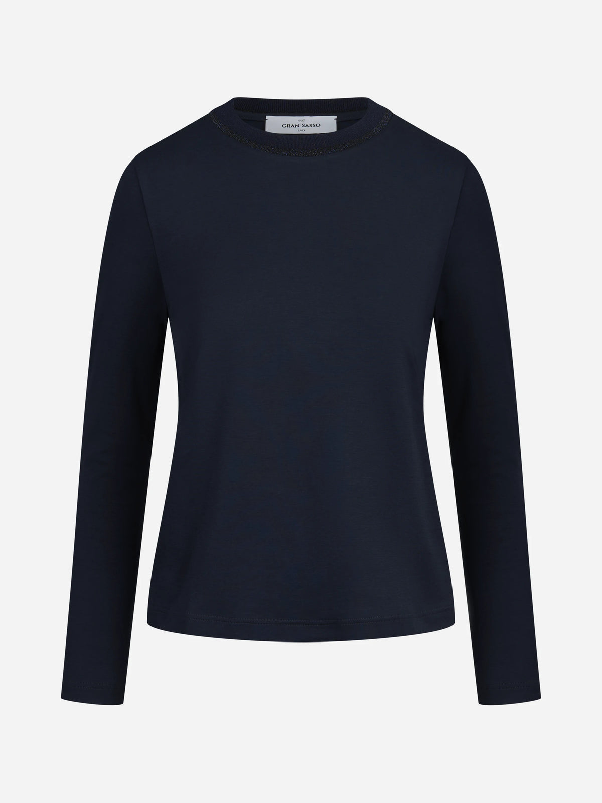 Maglia girocollo con dettaglio luminoso blu - vista frontale