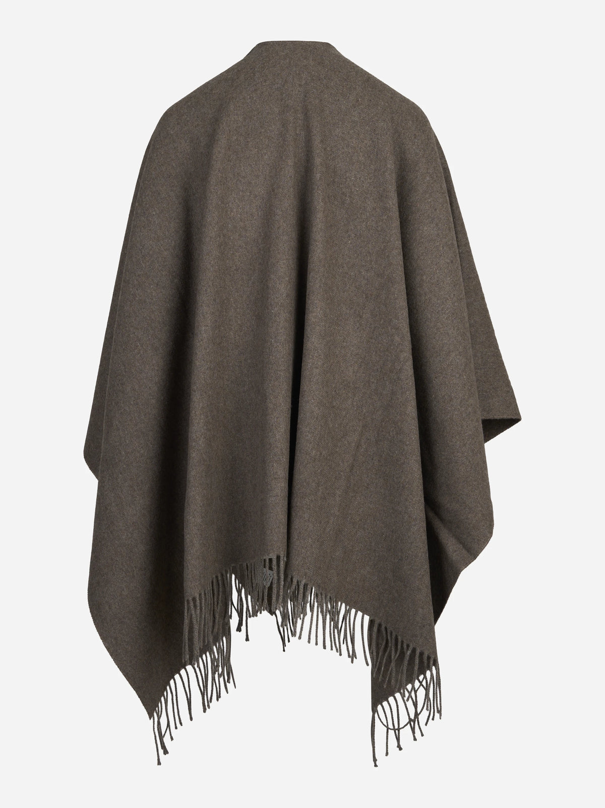 Mantella in lana e cashmere con tasche in ecopelle marrone - vista posteriore
