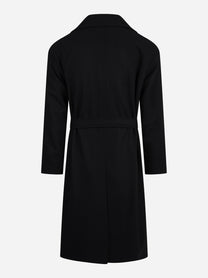 Cappotto Ostuni con cintura in lana nero - vista posteriore