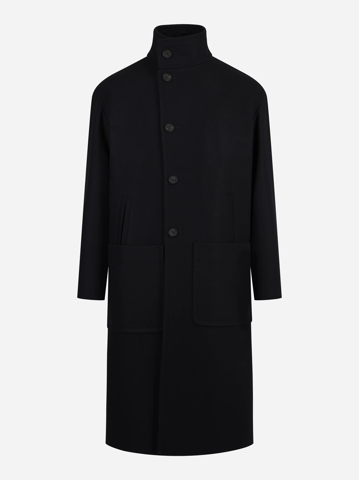 Cappotto Savelletri in lana idrorepellente blu - vista frontale