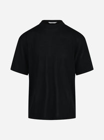Maglia Spinazzola in lana riciclata nera - vista frontale
