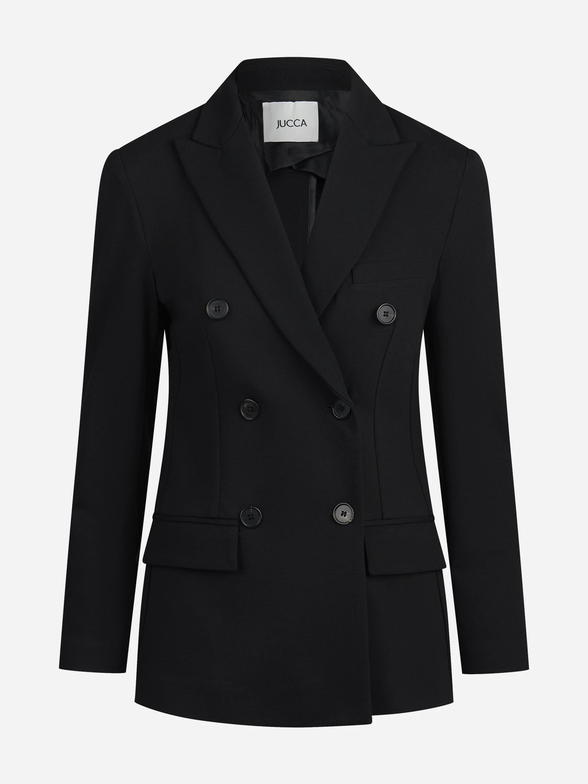 Blazer doppiopetto stretch nero - vista frontale