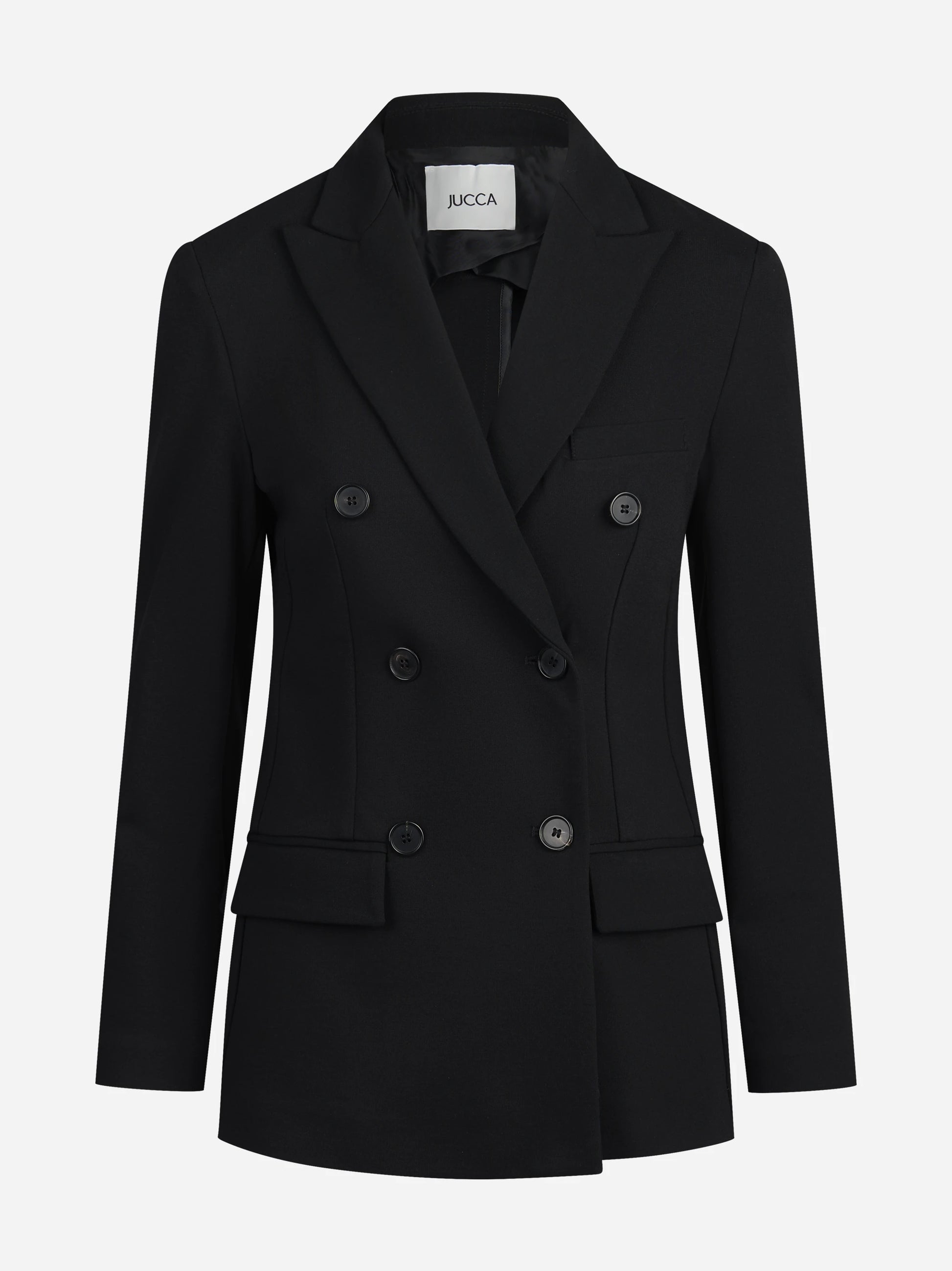 Blazer doppiopetto stretch nero - vista frontale