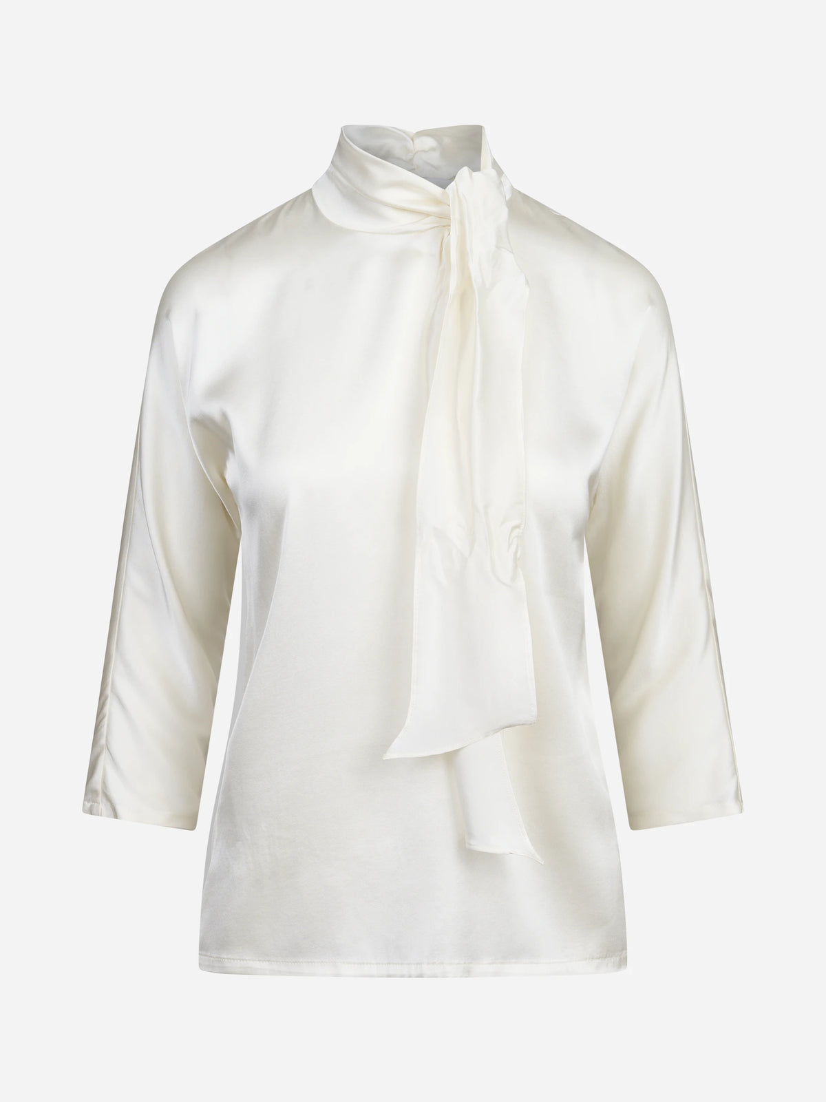 Blusa in seta con fiocco avorio - vista frontale