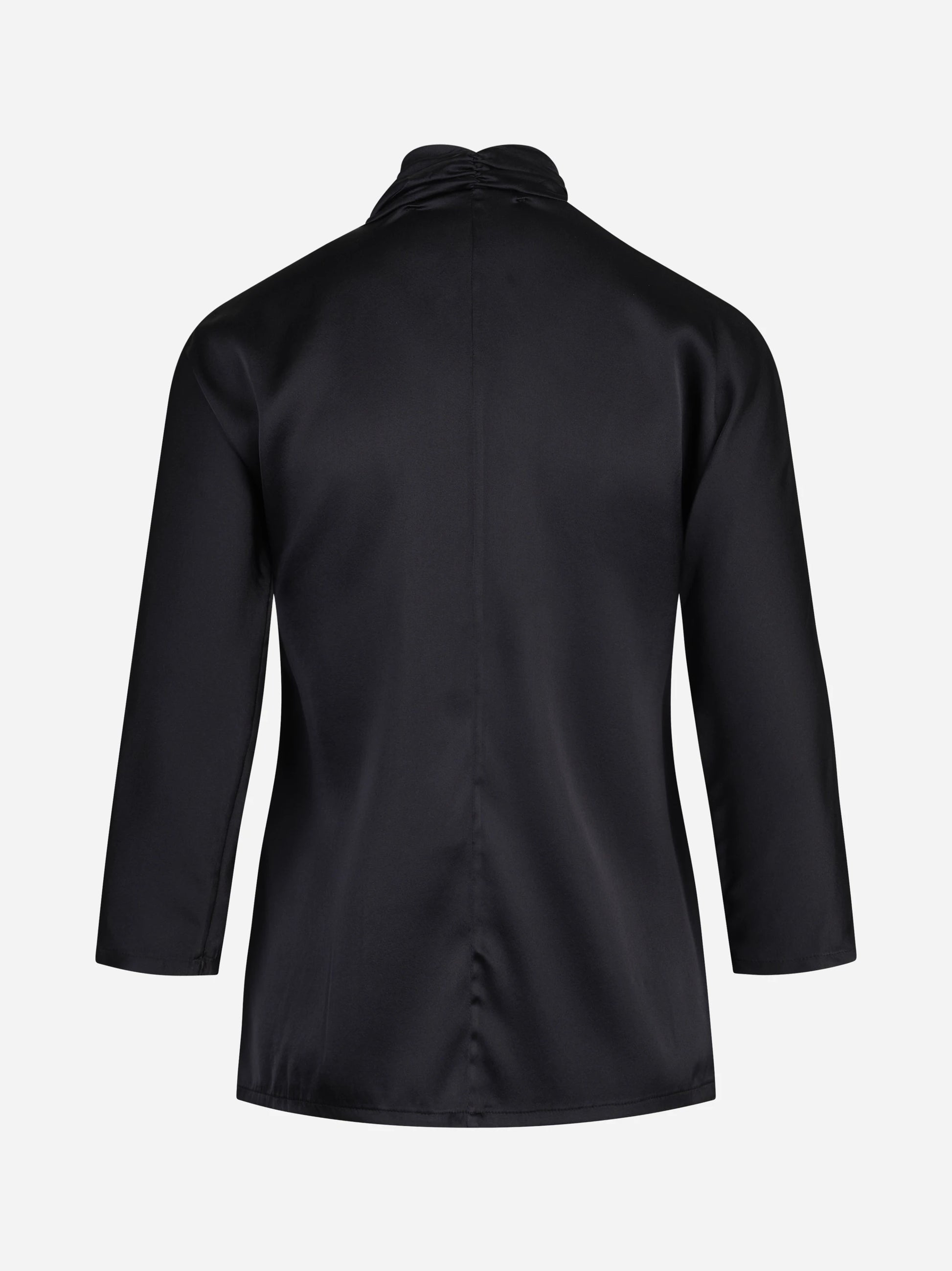 Blusa in raso di seta con fiocco nera - vista posteriore