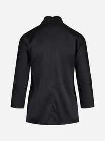 Blusa in raso di seta con fiocco nera - vista posteriore