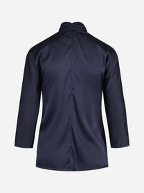 Blusa in raso di seta con fiocco blu - vista posteriore