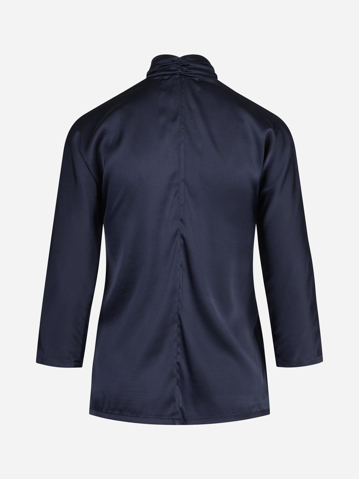 Blusa in raso di seta con fiocco blu - vista posteriore