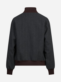 Bomber gessato con zip grigio e bordeaux - vista posteriore