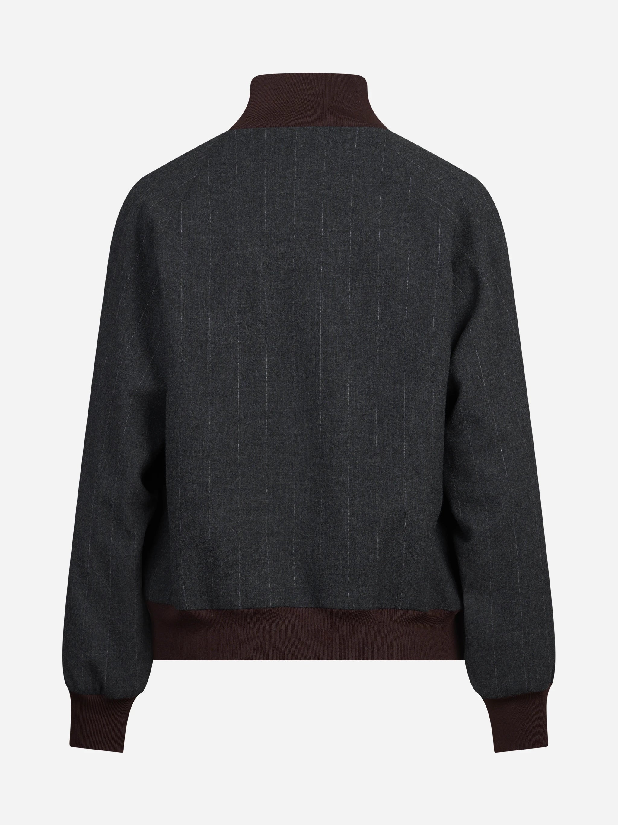 Bomber gessato con zip grigio e bordeaux - vista posteriore