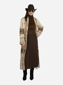 Gonna plissettata al ginocchio marrone - indossato, look completo