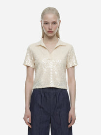 Polo manica corta con paillettes