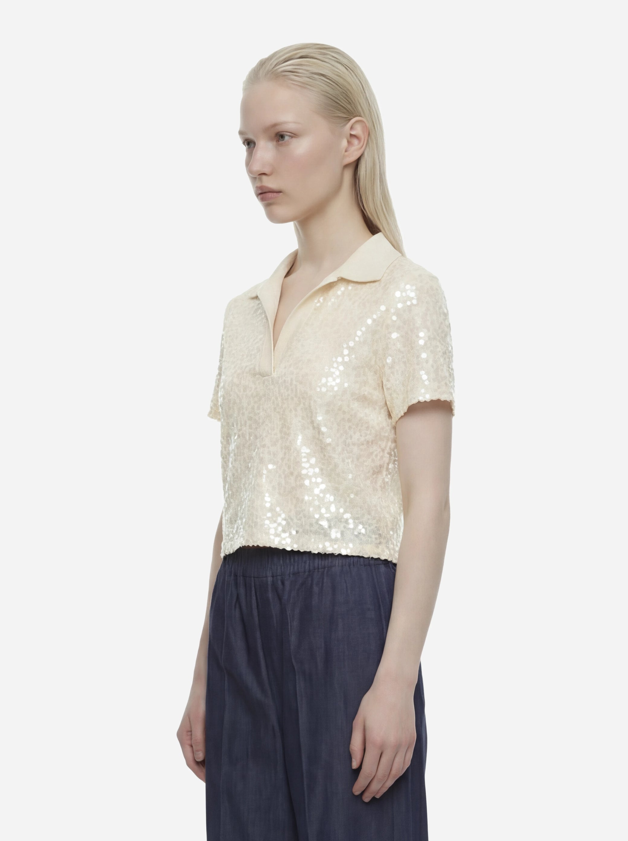 Polo manica corta con paillettes