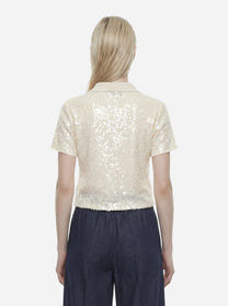 Polo manica corta con paillettes