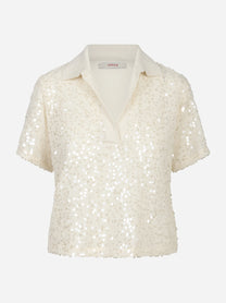 Polo manica corta con paillettes