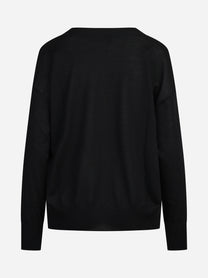 Maglia oversize con scollo a V nera - vista posteriore