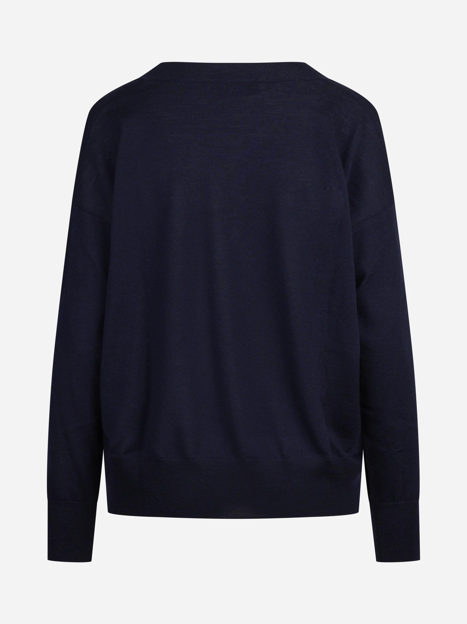 Maglia oversize con scollo a V blu - vista posteriore