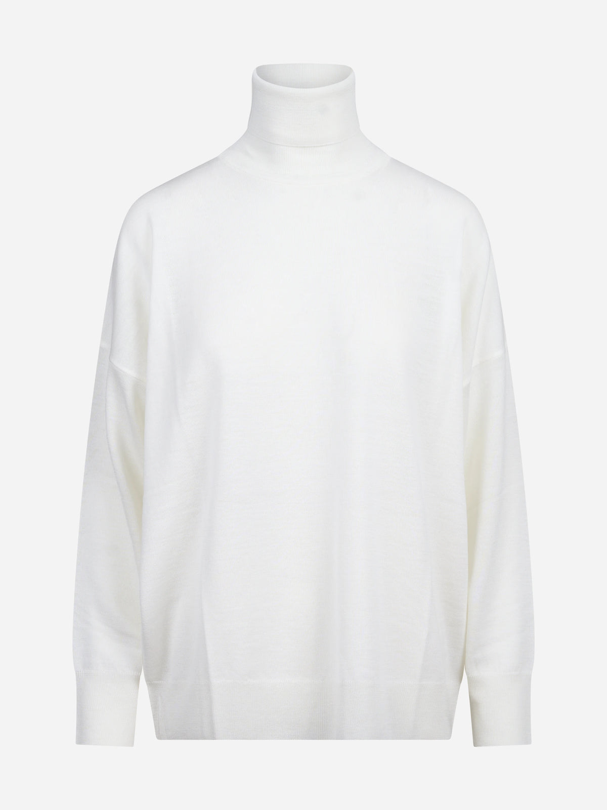 Maglia dolcevita oversized in lana vergine bianca - vista frontale