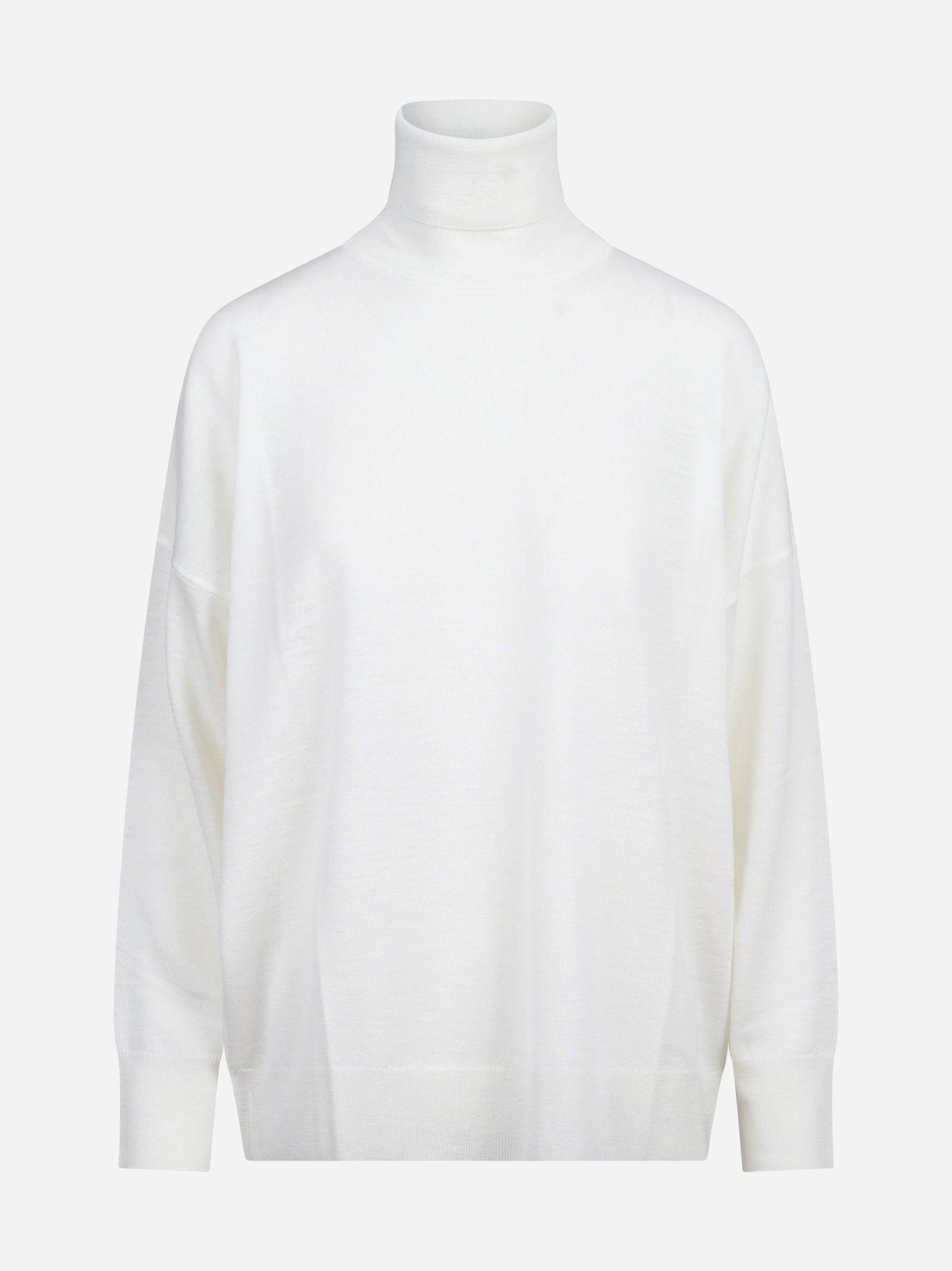 Maglia dolcevita oversized in lana vergine bianca - vista frontale