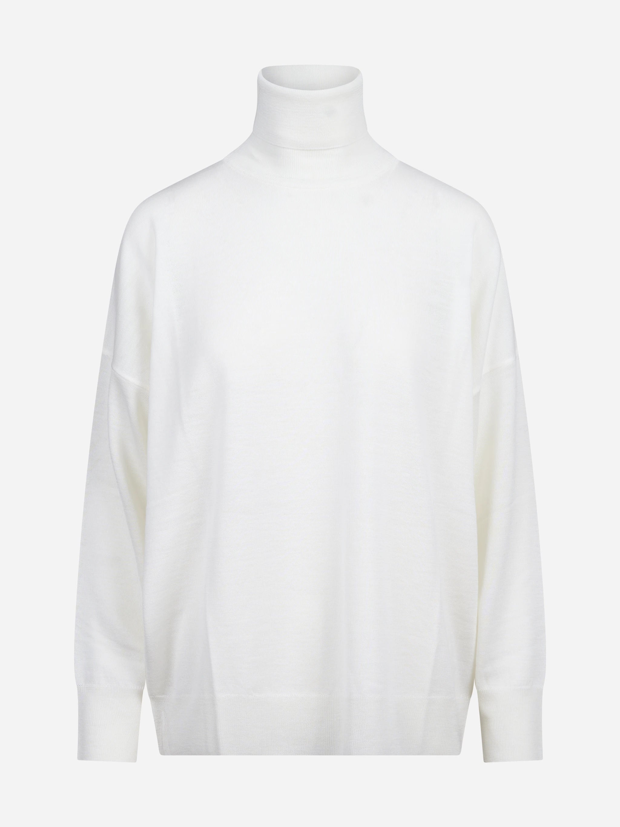 Maglia dolcevita oversized in lana vergine bianca - vista frontale
