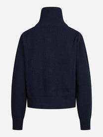 Maglia polo oversize in lana blu - vista posteriore