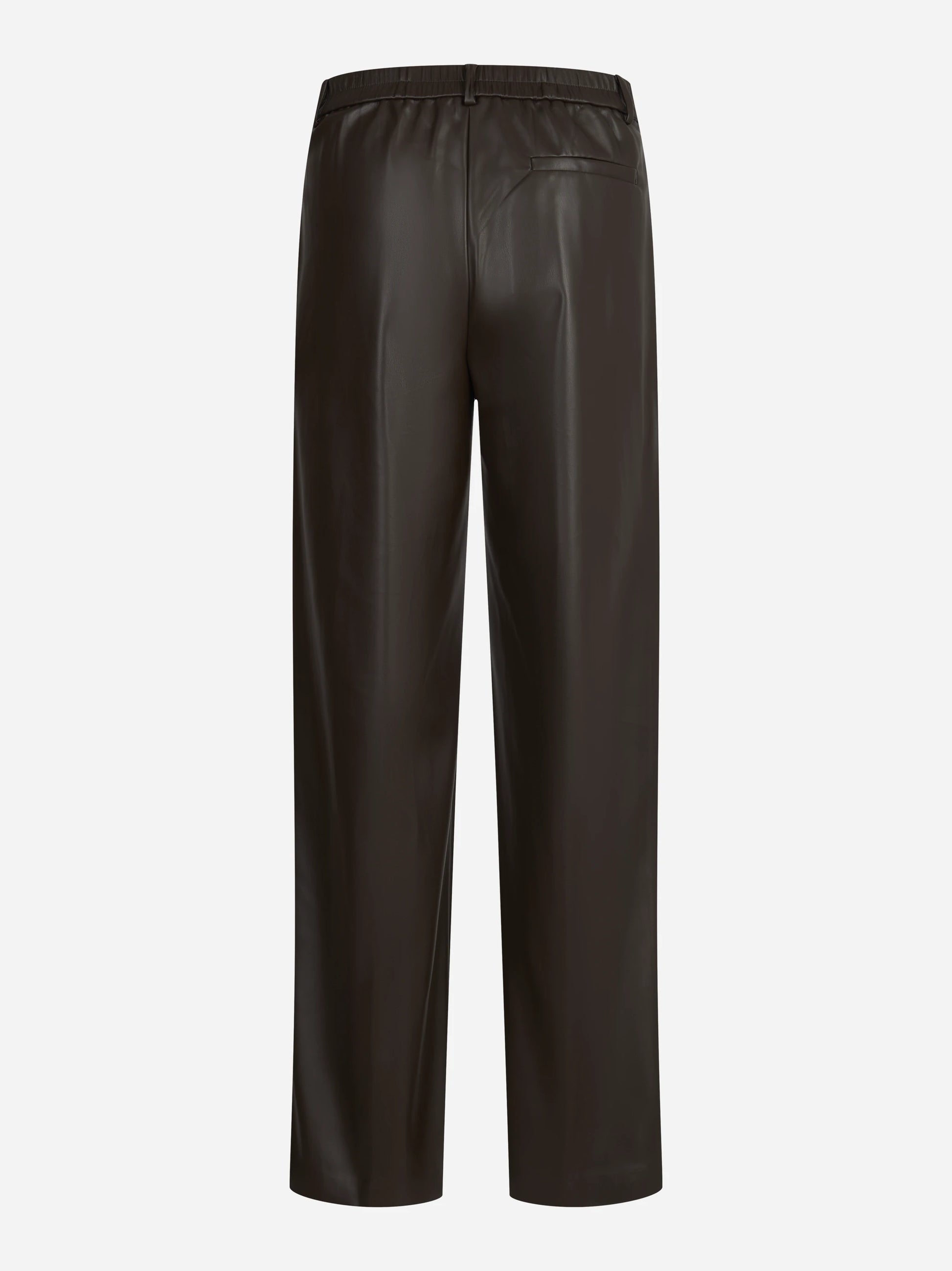 Pantaloni wide leg in similpelle marroni - vista posteriore