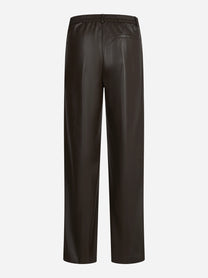 Pantaloni wide leg in similpelle marroni - vista posteriore
