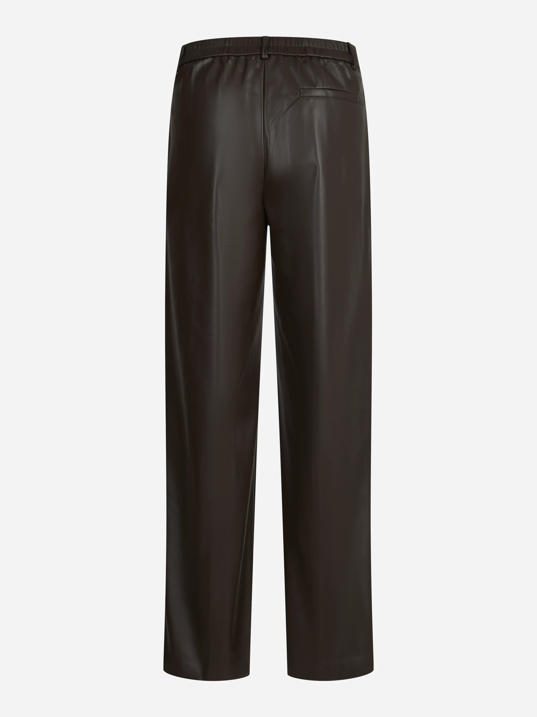 Pantaloni wide leg in similpelle marroni - vista posteriore