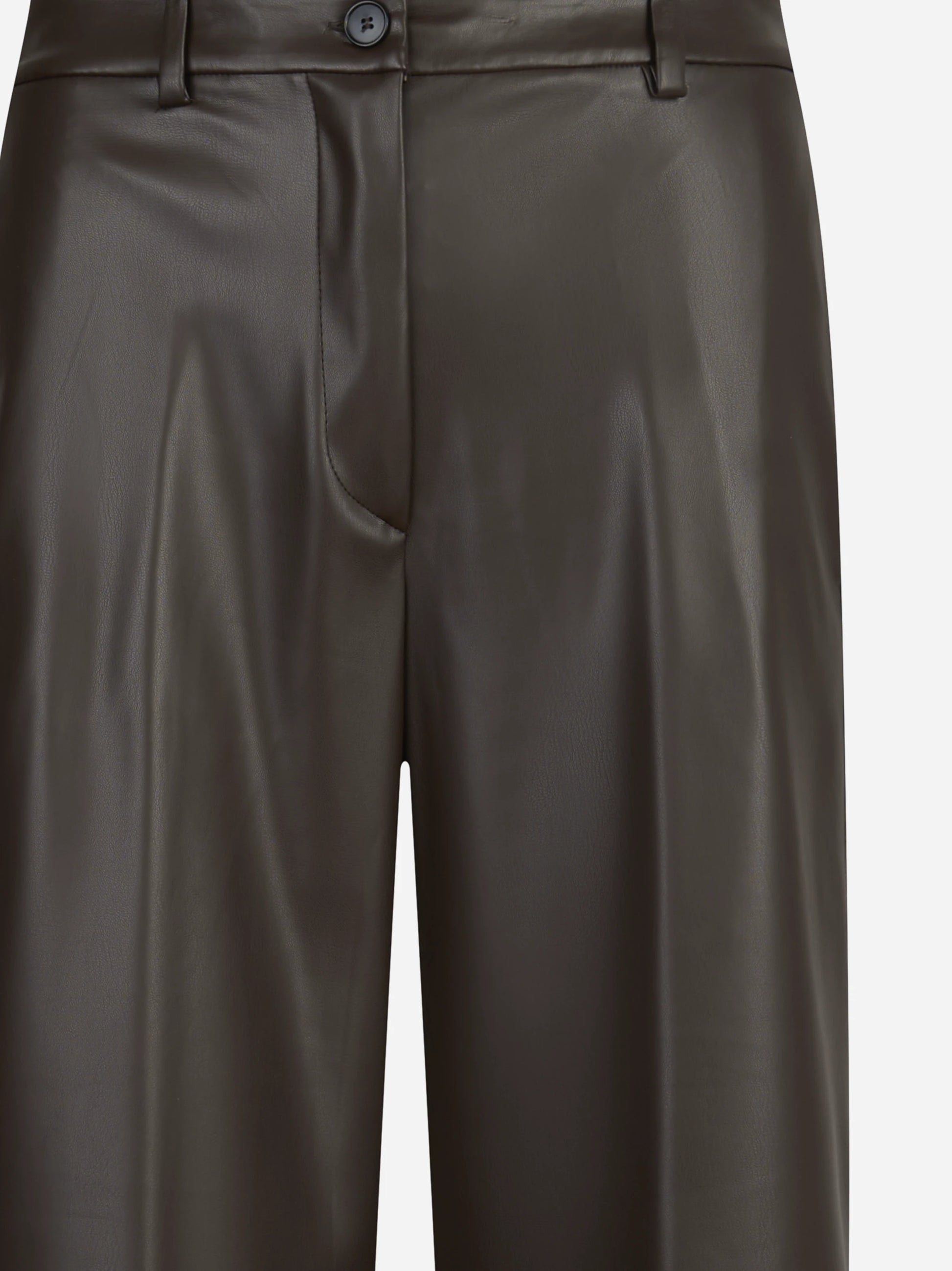 Pantaloni wide leg in similpelle marroni - dettaglio prodotto