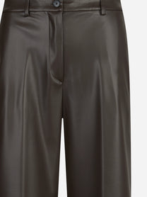 Pantaloni wide leg in similpelle marroni - dettaglio prodotto