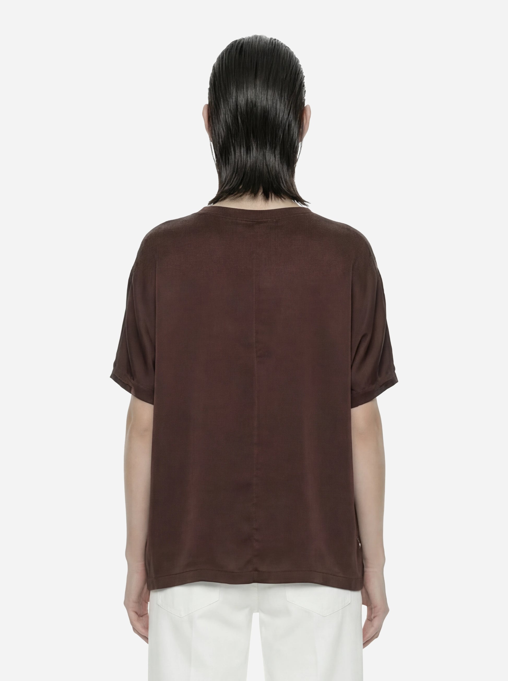 T-shirt Over in seta marrone