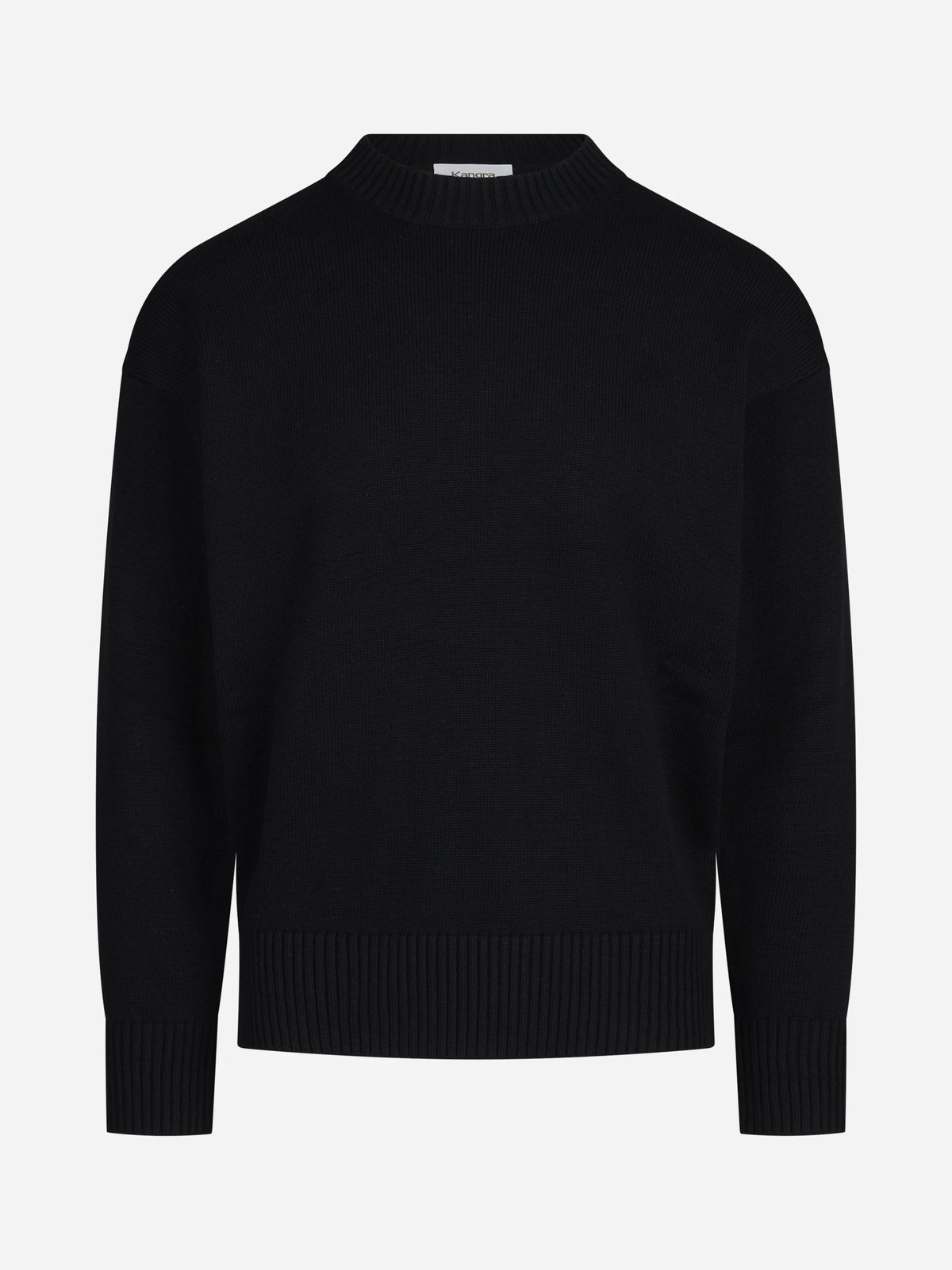Maglia girocollo oversize in lana e cotone nera - vista frontale